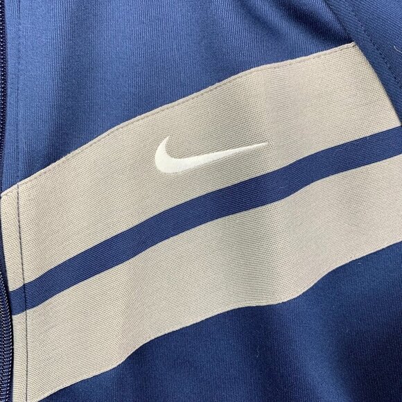 Nike Mens Track Jacket Large Blue Full Zip Sweater Long Sleeve Raglan Athletic - Picture 2 of 10